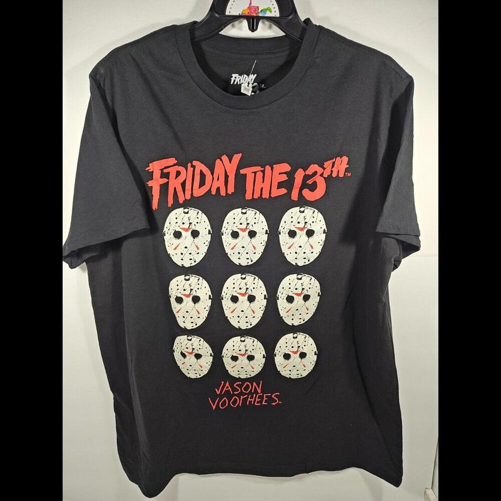 Hybrid Friday The 13th Jason Voorhees Hockey Mask Black TShirt Men's Size XL NWT